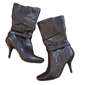 Charlotte Russe strappy buckle heeled boots size 9